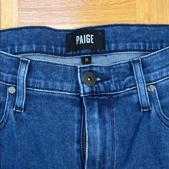 PAIGE Federal mid- Blue Slim Straight Jeans Tag Size 31 - Picture 2 of 7